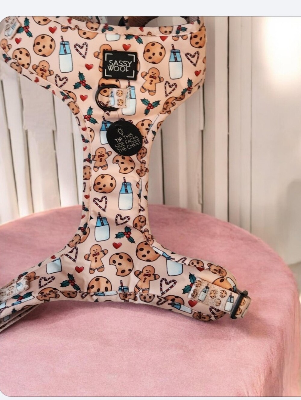 Sassy Woof Holiday Cookies Dog Harness - Cream with Print